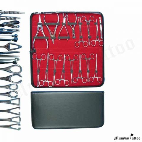 Mumbai Tattoo Stainless Steel Piercing Tool Kit 16 pc 