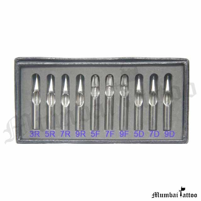 Mumbai Tattoo Stainless Steel Tattoo Tips Set FT RT DT 10Pcs