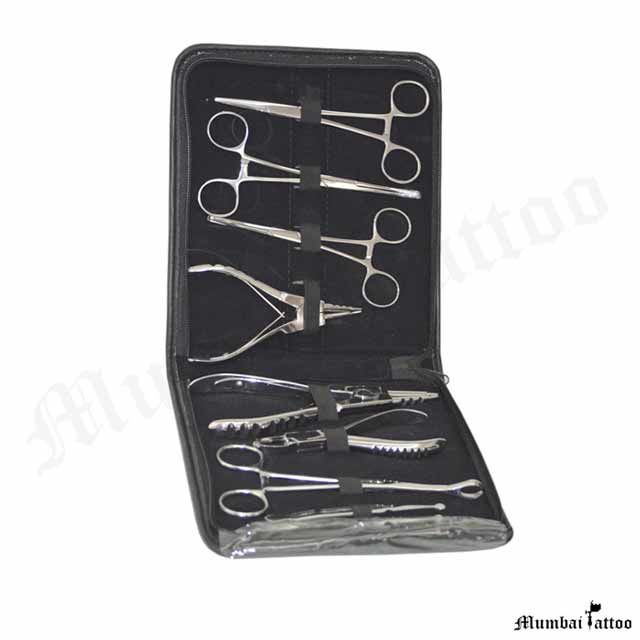 Mumbai Tattoo 8 pc Stainless Steel Piercing Tool Kit