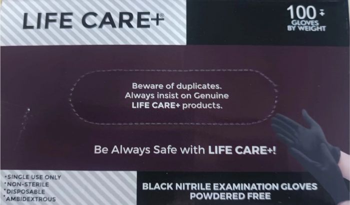 Life Care Plus Black Nitrile Examination Gloves – Large