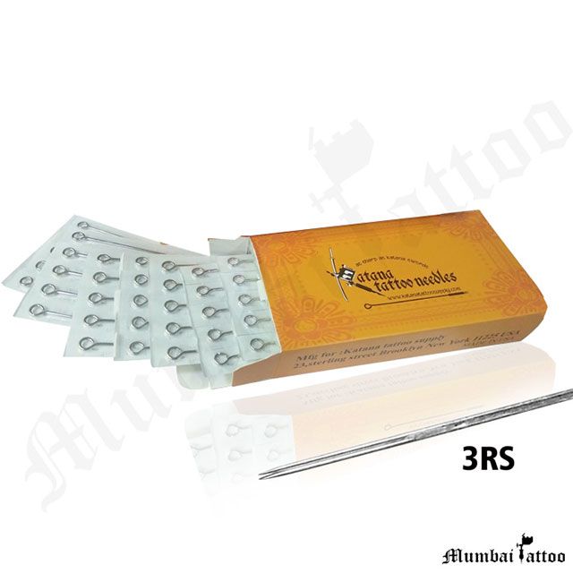 Mumbai Tattoo Katana Standard Needles 3RS Box of 50 Pcs 